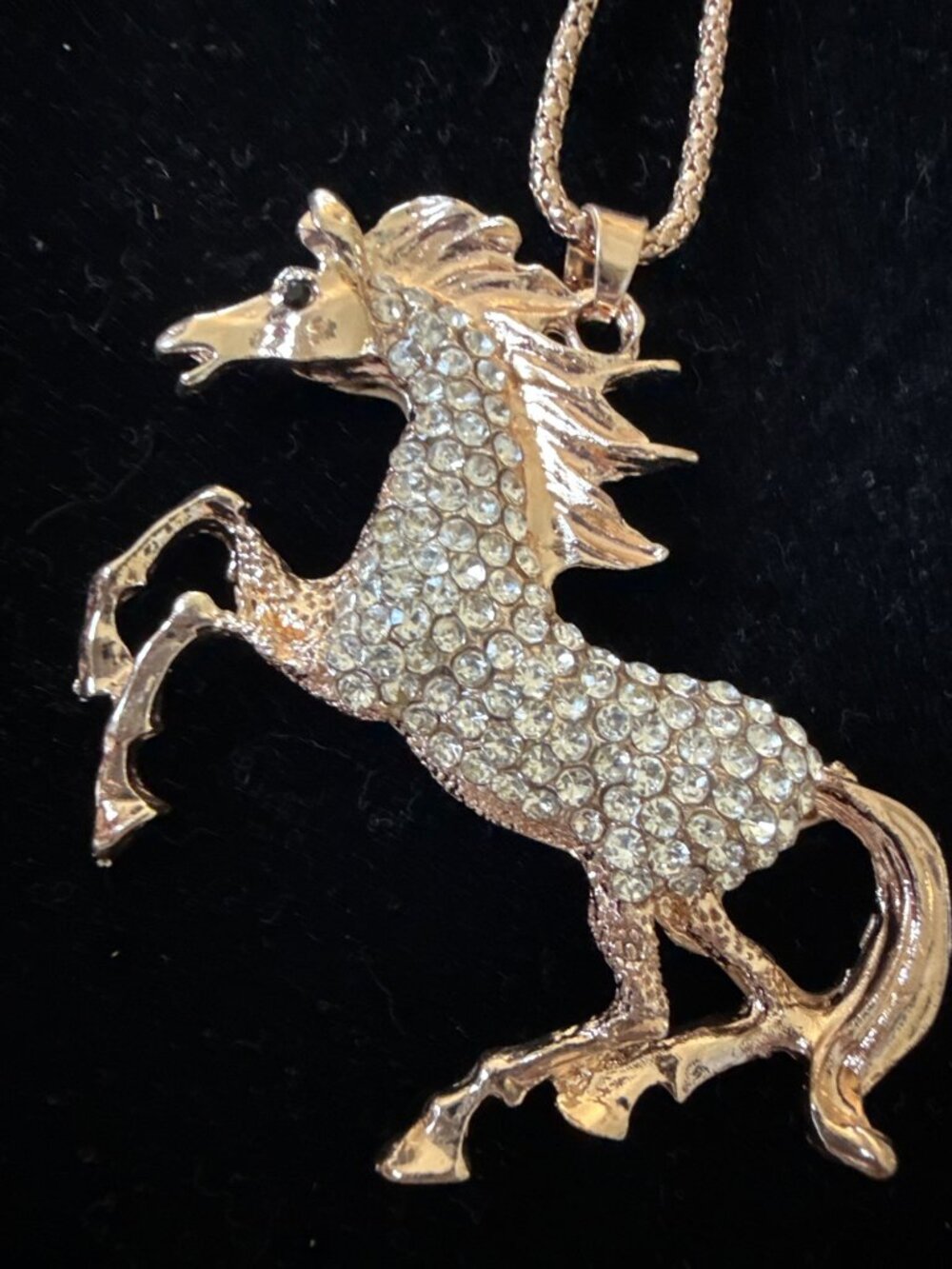 Betsey Johnson Gold-Tone Crystal Horse Pendant Necklace